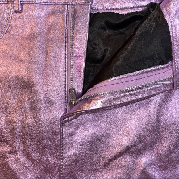 NWT Understated by Free People Purple Lamb Leather Y2K Mini Skirt Size Small - Picture 4 of 8